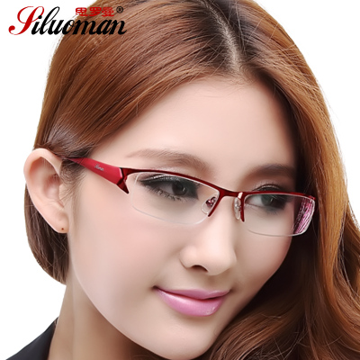 近视眼镜框女时尚超轻半框眼镜架 可配成品近视眼镜TR90镜腿 2102
