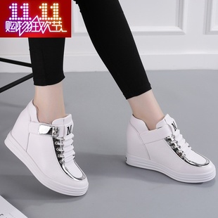 韩版2016新款内增高休闲女鞋厚底坡跟个性魔术贴单鞋时尚透气潮流