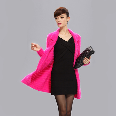 2014秋装新款女士羊毛衫女 修身韩版中长款长袖女款毛衣开衫外套