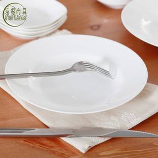 家用盘子 陶瓷餐具 餐盘 汤盘 西餐盘 厨房用具 舒适白色陶瓷盘子