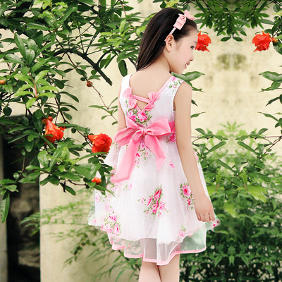 童装女童连衣裙 2015新款儿童裙子公主夏装玫瑰花纱裙女中大童