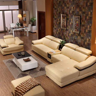 皮沙发 真皮沙发现代简约头层牛皮大小户型客厅组合转角皮艺沙发