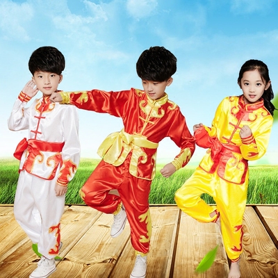 新款儿童武术表演服装少儿中国功夫太极演出服练功服长袖短袖