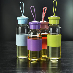 包邮卡西菲创意柠檬 玻璃杯带盖便携运动水杯茶杯印字定制礼品杯