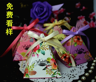 欧式喜糖盒个性创意结婚回礼盒森系婚礼三角形婚庆喜糖袋喜糖盒子