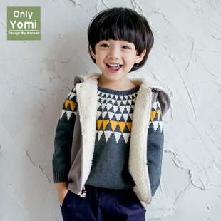2015秋冬装新款韩国童装男童马甲加绒连帽中小童上衣儿童毛呢外套