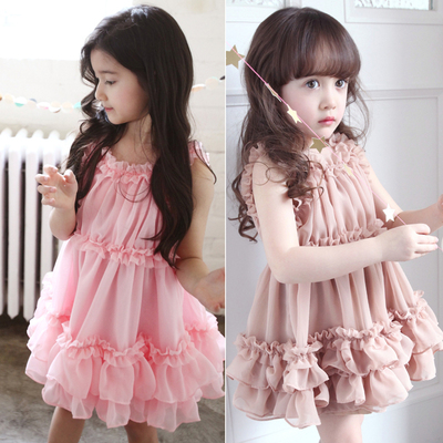 2016新款女童无袖吊带连衣裙韩国童装儿童雪纺公主裙夏季小孩裙子