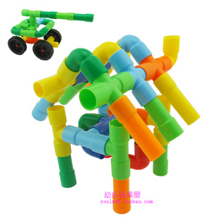 水管管道车弯管塑料拼插积木儿童益智力拼图玩具幼儿园批发子弹头