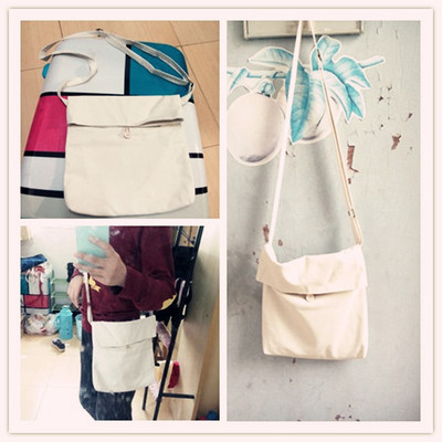 DIY空白斜挎包帆布袋 手绘纯色 森系文艺购物礼品学生书袋 女包