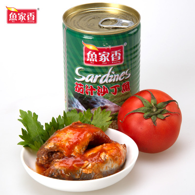 鱼家香茄汁沙丁鱼罐头425g罐头鱼即食鱼肉罐头海鲜寿司广东罐头