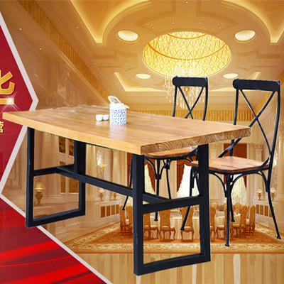 美式铁艺餐桌椅组合实木餐桌长方形会议桌客厅阳台休闲桌椅办公桌