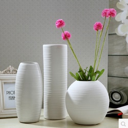 简约现代客厅餐桌白色花瓶三件套家居装饰品陶瓷摆件花器结婚礼品