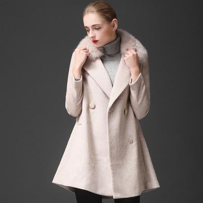 2015修身纯色通勤秋冬新款韩版女装宽松加厚中长款羊毛呢大衣女