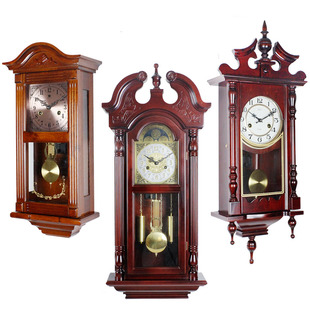 实木欧式机械钟 挂钟 客厅 卧室摆钟 复古创意全铜钟表 老式钟