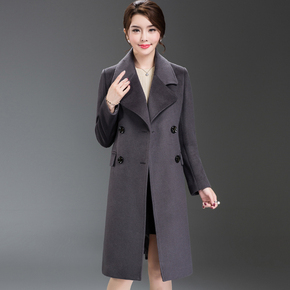 羊绒大衣女2016新款韩版秋冬季中长款双排扣腰带修身毛呢羊毛外套