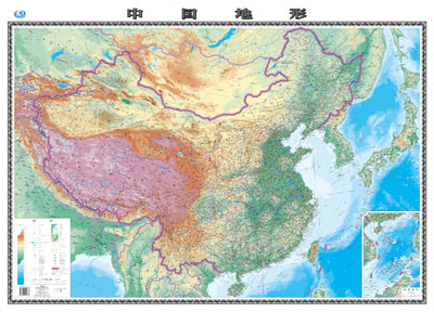 2016新中国地形图 平面地形地图 1.1米*0.8米 地形地貌版折叠纸质地图 中华人民共和国 中国平面地形地图 包邮 官方正版