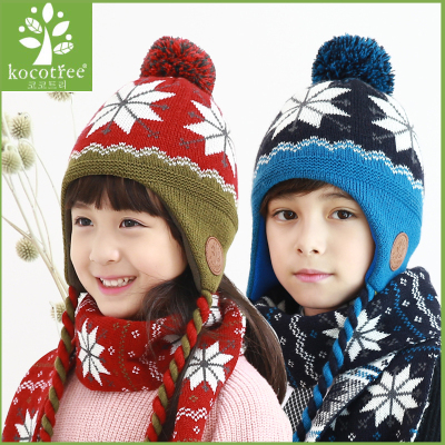 两件套！6韩国秋冬男女童儿童帽子围巾宝宝4加绒护耳保暖大童8岁