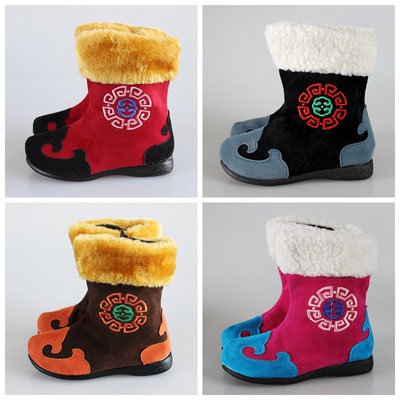 儿童蒙古族靴子 棉靴 少数民族舞蹈靴 冬季加厚棉靴鞋男女通用