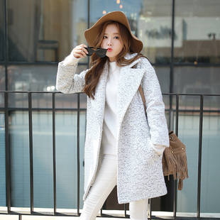 2015秋冬季新款韩版毛呢外套女士中长款加厚上衣修身羊毛呢子大衣