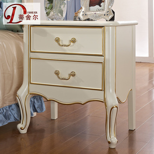 蒂舍尔欧式家具实木床头柜 复古欧式床头柜 美式床边储物柜703