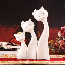 家居装饰品陶瓷摆件小猫高档工艺品送闺蜜朋友结婚礼物新婚房创意