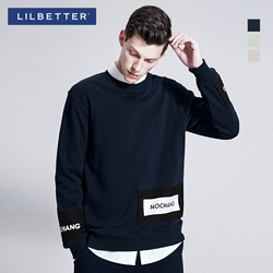 Lilbetter男士卫衣 套头欧美时尚字母印花外衣拼接撞色卫衣男外套