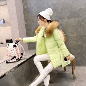 2015韩版新款棉衣女中长款冬装修身显瘦加厚羽绒棉服大码棉袄外套
