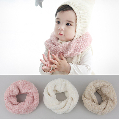 韩国进口婴儿脖套绒宝宝围脖儿童脖套秋冬加厚套头围巾珊瑚绒保暖