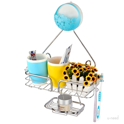 欧式精品 浴室架香皂架牙刷架剃须架多用途304不锈钢双层置物架