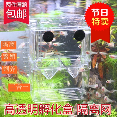 鱼苗孵化器孔雀鱼透明繁殖盒斗鱼隔离箱亚克力双层自浮孵化盒小号