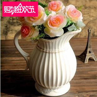 纯白色欧式 法式 田园 巴洛克风格 高档陶瓷水壶 花插 花瓶 花壶