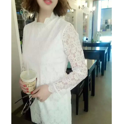 特价2016春季新款 韩版女装 立领套头蕾丝连衣裙 秋冬加绒打底裙