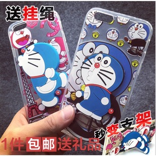 哆啦a梦iphone6plus支架手机壳机器猫苹果6手机壳4.7卡通 包邮