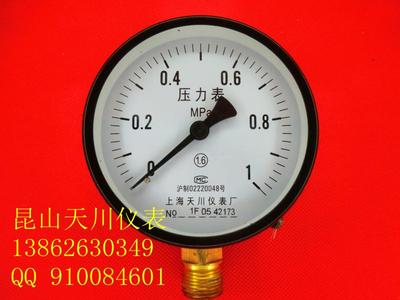 普通压力表Y-100 水压表 气压表 全规格 上海天川 4寸表盘压力表