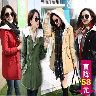 2014韩版冬季新款女棉衣棉袄服羽绒服 中长款加绒加厚保暖外套