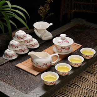 特价 骨瓷功夫茶具 陶瓷茶具瓷器 整套茶具套装 茶道 陶瓷茶杯