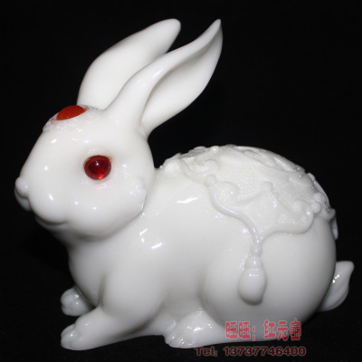 招财吉祥玉兔 12生肖 小白兔 风水兔子摆件饰品 树脂工艺品 包邮