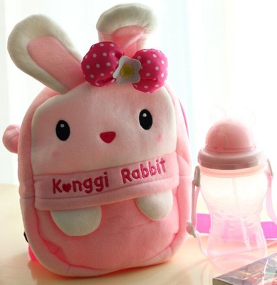 韩版Konggi Rabbit小兔子双肩背包宝宝幼儿书包毛绒可爱卡通包
