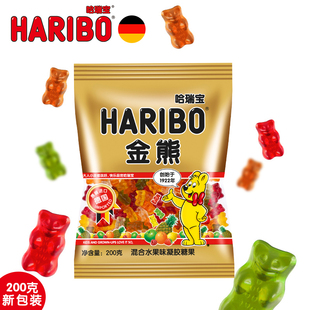HARIBO哈瑞宝金熊混合水果味橡皮糖200g德国原装进口全新上市