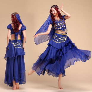 2015促销新款蛋糕裙套装演出服肚皮舞套装三件套服装练习印度舞