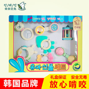 韩国婴儿玩具0-3-6-12个月男女益智 初新生儿摇铃套装礼盒无毒4-5
