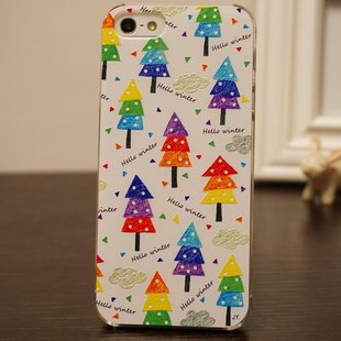 iphone6 plus手机壳立体浮雕文艺小清新苹果5s保护套 彩色圣诞树