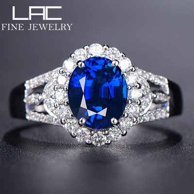 LAC高级珠宝天然皇家蓝宝石戒指女18k金彩宝镶嵌钻石GRS证书正品