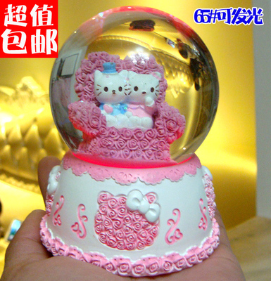 包邮65#KT猫雪花发光水晶球  创意礼物儿童节女朋友生日情人礼品