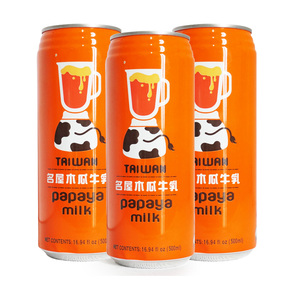 台湾进口饮料 休闲饮品名屋木瓜牛乳  500ml 整箱24罐包邮