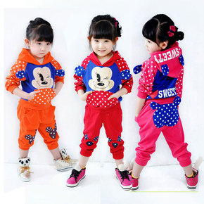 童装 女童春装2015新款韩版春秋款儿童运动套装中小童宝宝衣服
