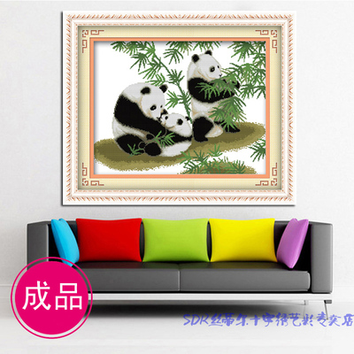 包邮刺绣 国宝图 熊猫动物 已绣好的十字秀 机绣成品十字绣电脑绣