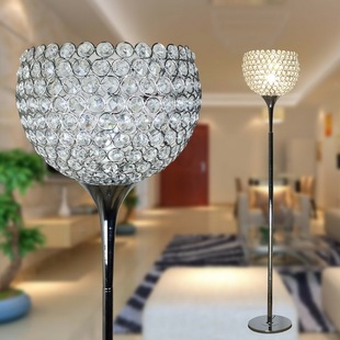 现代时尚简约宜家创意银色金色水晶落地灯 客厅落地灯具遥控