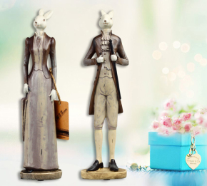 美式法式高档树脂斯黛芬情侣绅士家居装饰品结婚礼物贵族兔摆件