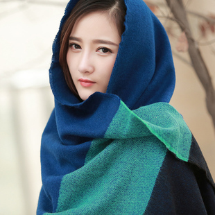 韩版拼色条纹围巾女秋冬季新款仿羊绒流苏长款保暖女士围巾披肩